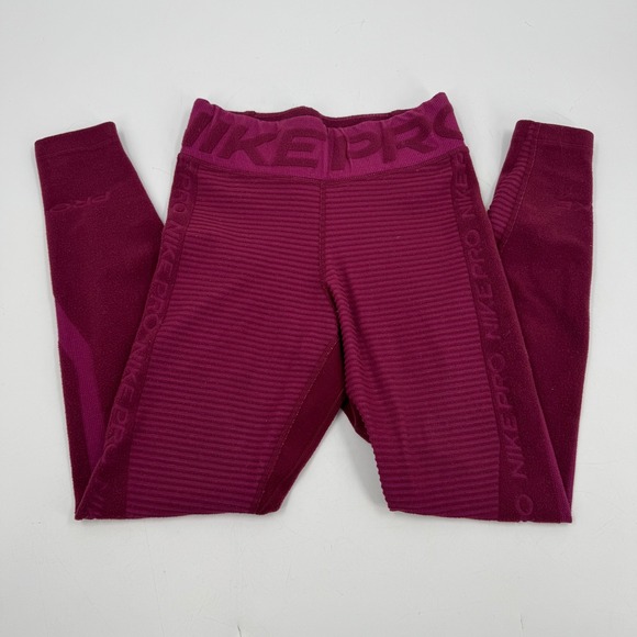 Nike Pro HyperWarm Training Tights Women Small Purple Dri Fit Size XS CU7001-638 - Picture 1 of 10